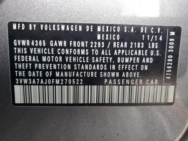 3VW3A7AJ0FM270522 - 2015 VOLKSWAGEN JETTA TDI GRAY photo 12
