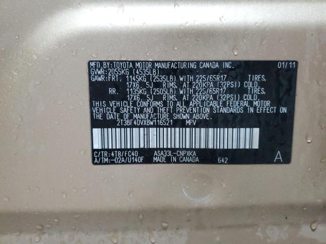 2T3BF4DVXBW116521 - 2011 TOYOTA RAV4 GOLD photo 14