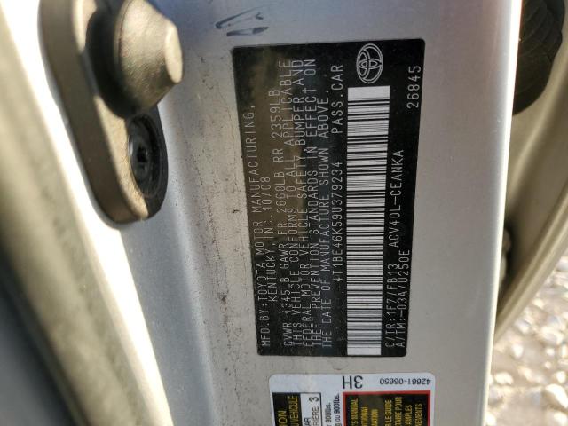 4T1BE46K59U379234 - 2009 TOYOTA CAMRY BASE 银色 照片 12