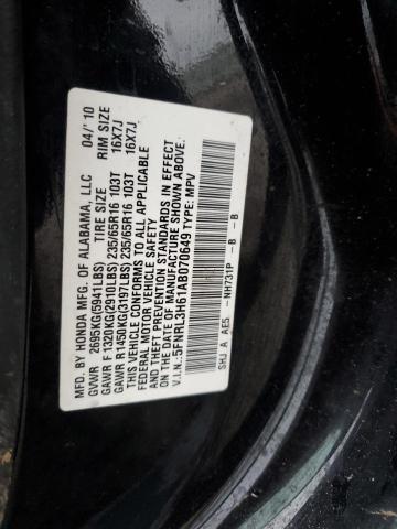 5FNRL3H61AB070649 - 2010 HONDA ODYSSEY EXL BLACK photo 13