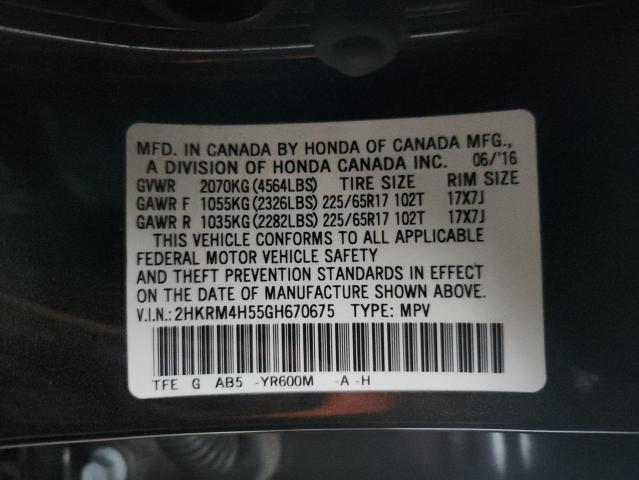 2HKRM4H55GH670675 - 2016 HONDA CR-V EX BROWN photo 13