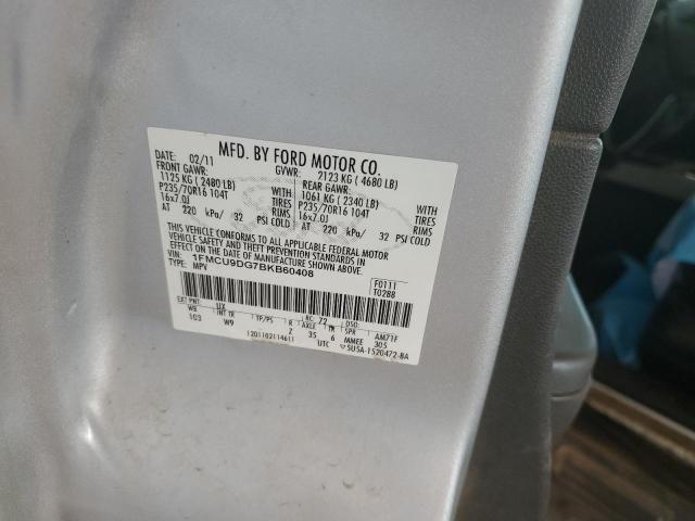 1FMCU9DG7BKB60408 - 2011 FORD ESCAPE XLT ვერცხლისფერი ფოტო 13