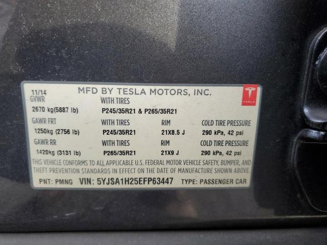 5YJSA1H25EFP63447 - 2014 TESLA MODEL S ნაცრისფერი ფოტო 13