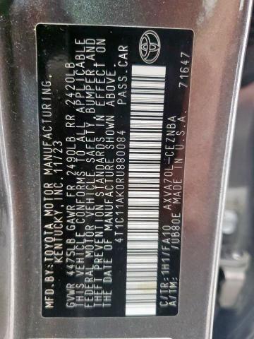 4T1C11AK0RU880084 - 2024 TOYOTA CAMRY LE ნაცრისფერი ფოტო 12