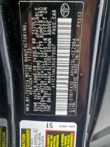 4T1C11AK2RU879907 - 2024 TOYOTA CAMRY LE BLACK photo 12