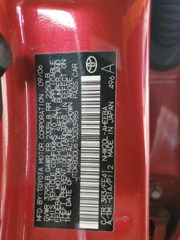 JTDKB20U673203985 - 2007 TOYOTA PRIUS 红色 照片 12