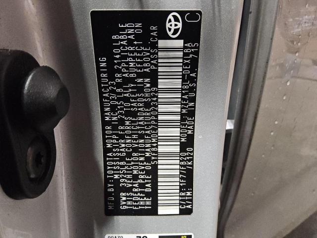 5YFB4MDE7PP023429 - 2023 TOYOTA COROLLA LE Plata foto 12