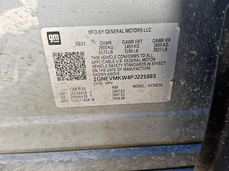 1GNEVMKW4PJ221693 - 2023 CHEVROLET TRAVERSE LT SILVER photo 13