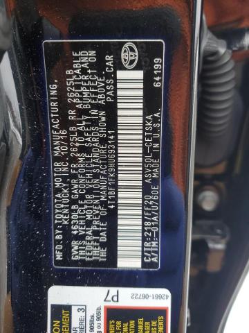 4T1BF1FK9HU693141 - 2017 TOYOTA CAMRY LE შავი ფოტო 12