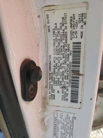 JTEGD21AX30059935 - 2003 TOYOTA HIGHLANDER თეთრი ფოტო 13