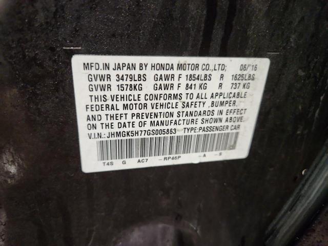 JHMGK5H77GS005863 - 2016 HONDA FIT EX PURPLE photo 12