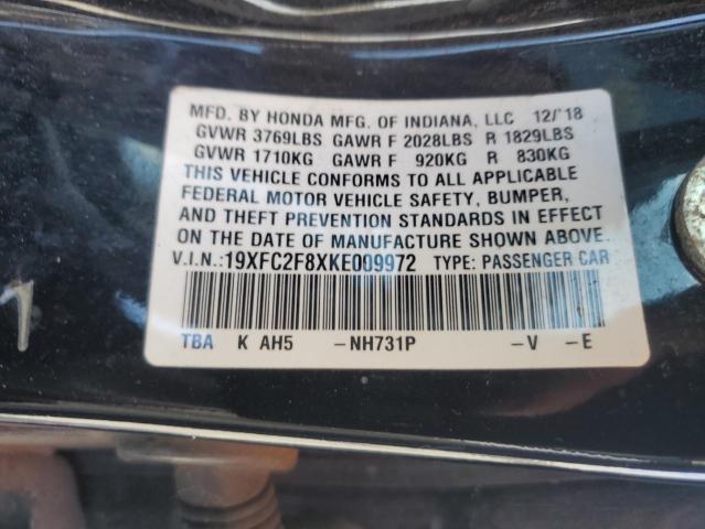 19XFC2F8XKE009972 - 2019 HONDA CIVIC SPORT BLACK photo 13