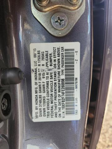 19XFB2F74FE288898 - 2015 HONDA CIVIC SE GRAY photo 12