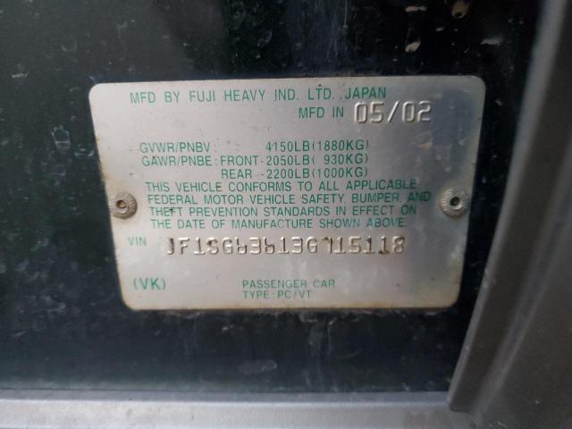 JF1SG63613G715118 - 2003 SUBARU FORESTER 2.5X GREEN photo 12