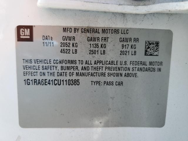 1G1RA6E41CU110385 - 2012 CHEVROLET VOLT 白色 照片 12