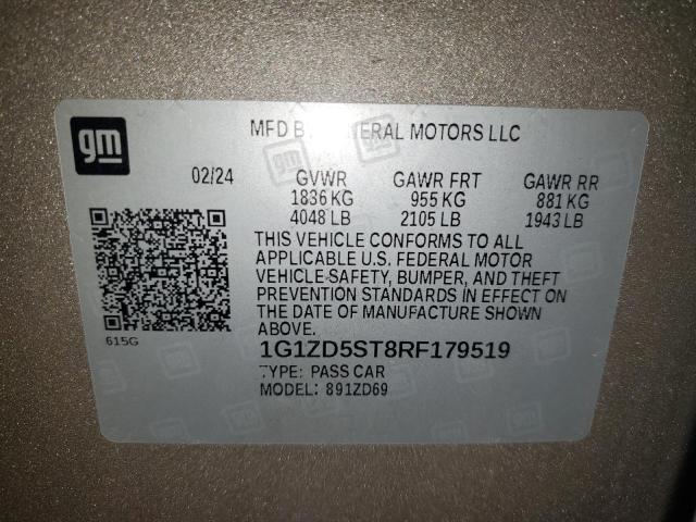 1G1ZD5ST8RF179519 - 2024 CHEVROLET MALIBU LT 棕色 照片 12