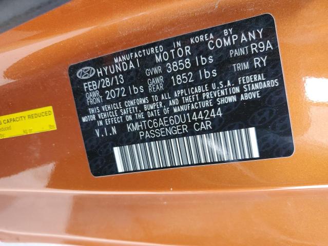 KMHTC6AE6DU144244 - 2013 HYUNDAI VELOSTER TURBO 橙色 照片 13