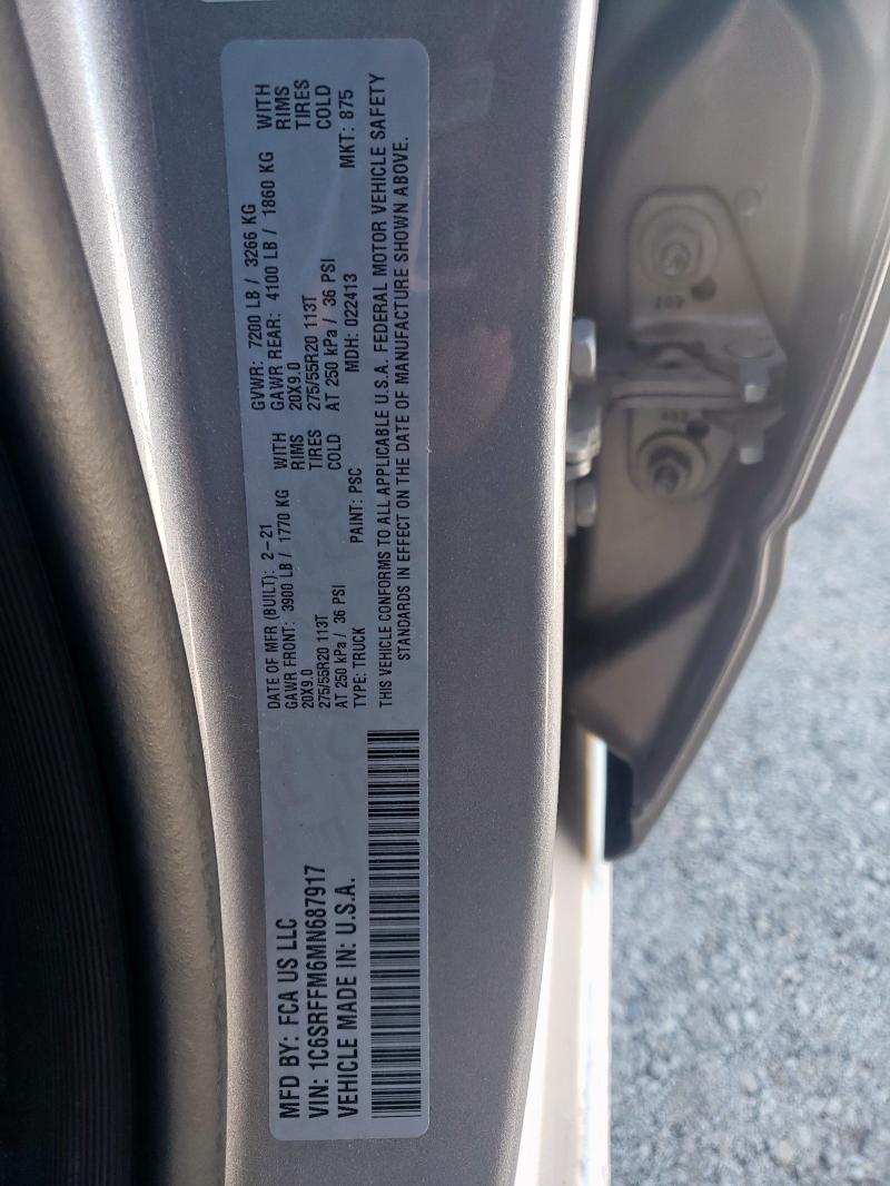 1C6SRFFM6MN687917 - 2021 RAM 1500 BIG HORN/LONE STAR GRAY photo 12