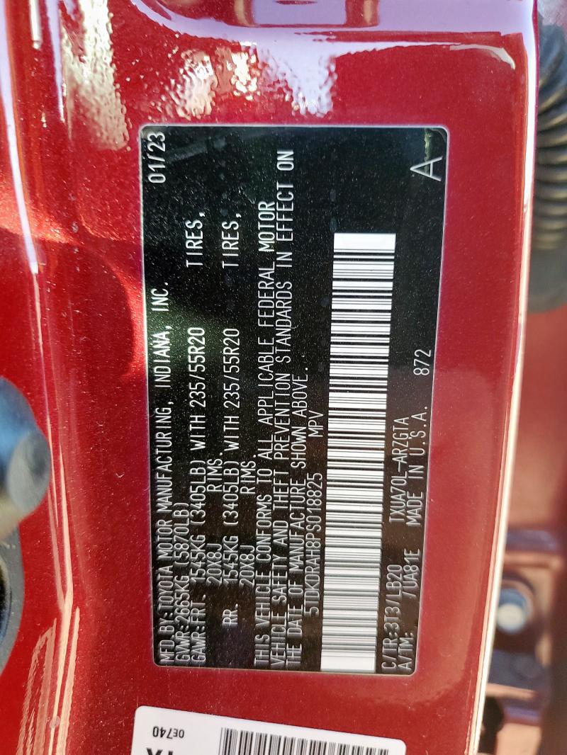 5TDKDRAH8PS018825 - 2023 TOYOTA HIGHLANDER L 栗色 照片 13