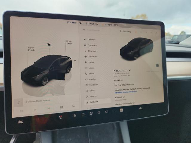 7SAYGDEE5NF481322 - 2022 TESLA MODEL Y 黑色 照片 9