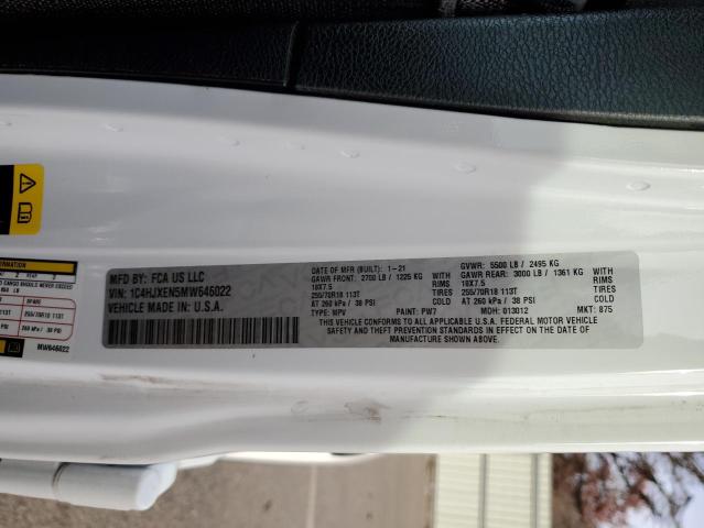 1C4HJXEN5MW646022 - 2021 JEEP WRANGLER U SAHARA WHITE photo 13