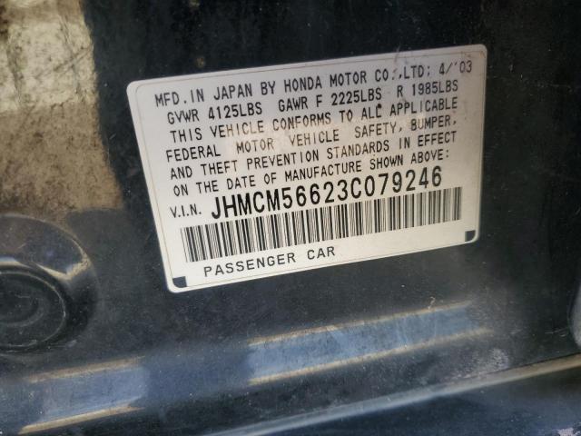 JHMCM56623C079246 - 2003 HONDA ACCORD EX BLACK photo 12