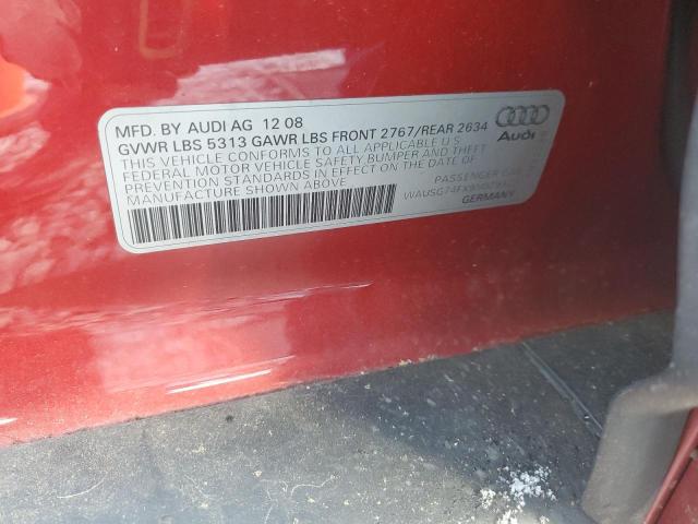WAUSG74FX9N029322 - 2009 AUDI A6 PREMIUM PLUS Կարմիր լուսանկար 12