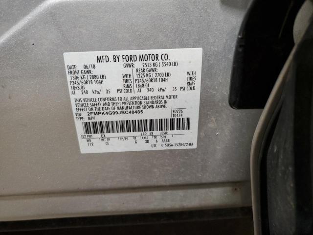 2FMPK4G99JBC40485 - 2018 FORD EDGE SE SILVER photo 13