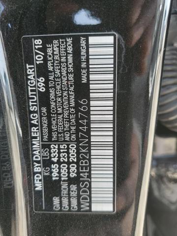 WDDSJ4EB2KN744766 - 2019 MERCEDES-BENZ CLA 250 შავი ფოტო 12