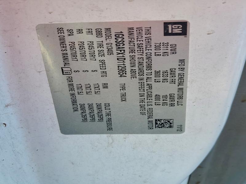 1GCSGAFX1D1129654 - 2013 CHEVROLET EXPRESS G1 Білий фото 13