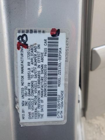 1NXBR32E33Z080539 - 2003 TOYOTA COROLLA CE 银色 照片 12