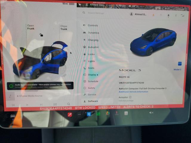 5YJ3E1EA4PF574246 - 2023 TESLA MODEL 3 蓝色 照片 9