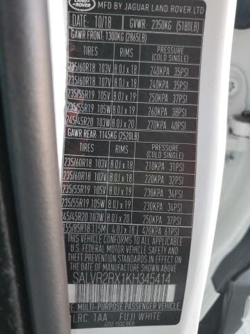 SALVR2RX1KH345414 - 2019 LAND ROVER RANGE ROVE HSE WHITE photo 14