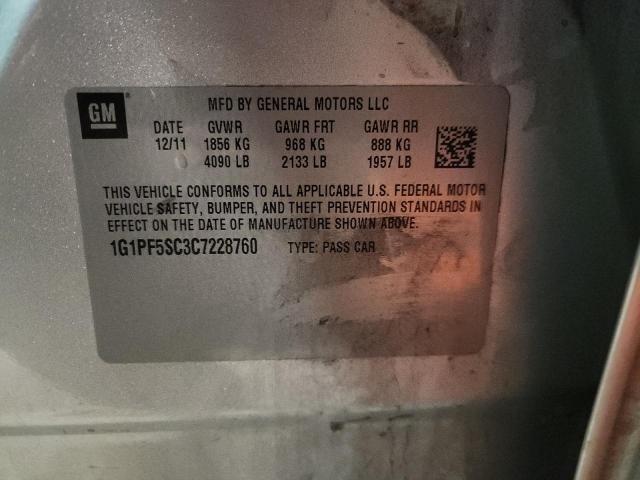 1G1PF5SC3C7228760 - 2012 CHEVROLET CRUZE LT 银色 照片 12