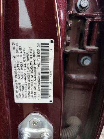 1HGCP26788A066571 - 2008 HONDA ACCORD EX MAROON photo 12