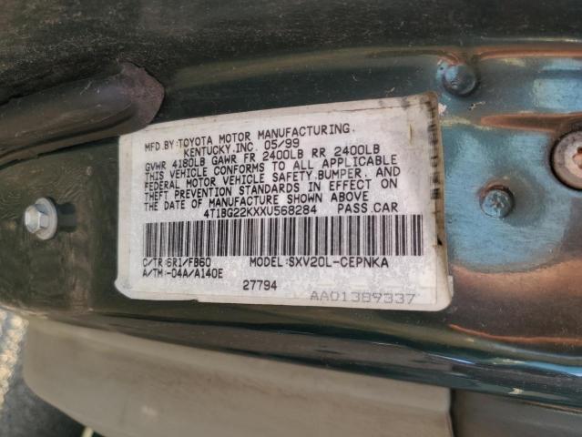 4T1BG22KXXU568284 - 1999 TOYOTA CAMRY CE Жасыл фото 12