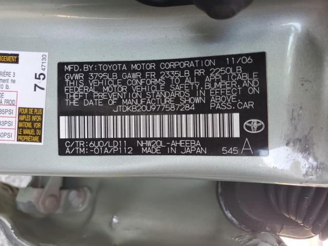 JTDKB20U977587284 - 2007 TOYOTA PRIUS GREEN photo 14