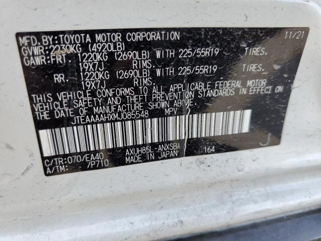 JTEAAAAHXMJ085548 - 2021 TOYOTA VENZA LE თეთრი ფოტო 13