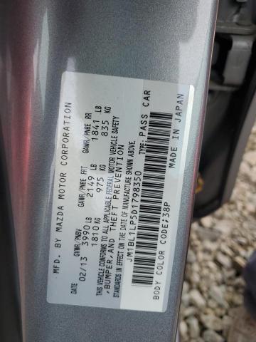 JM1BL1LP5D1798350 - 2013 MAZDA 3 I SILVER photo 12