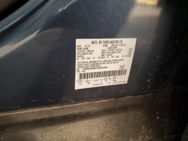 1FM5K8D80JGB65498 - 2018 FORD EXPLORER XLT 蓝色 照片 13