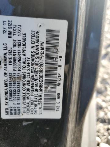 5FNRL5H66CB039220 - 2012 HONDA ODYSSEY EXL BLACK photo 13