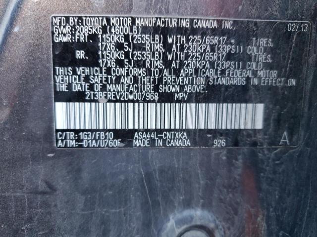 2T3BFREV2DW007968 - 2013 TOYOTA RAV4 LE GRAY photo 14