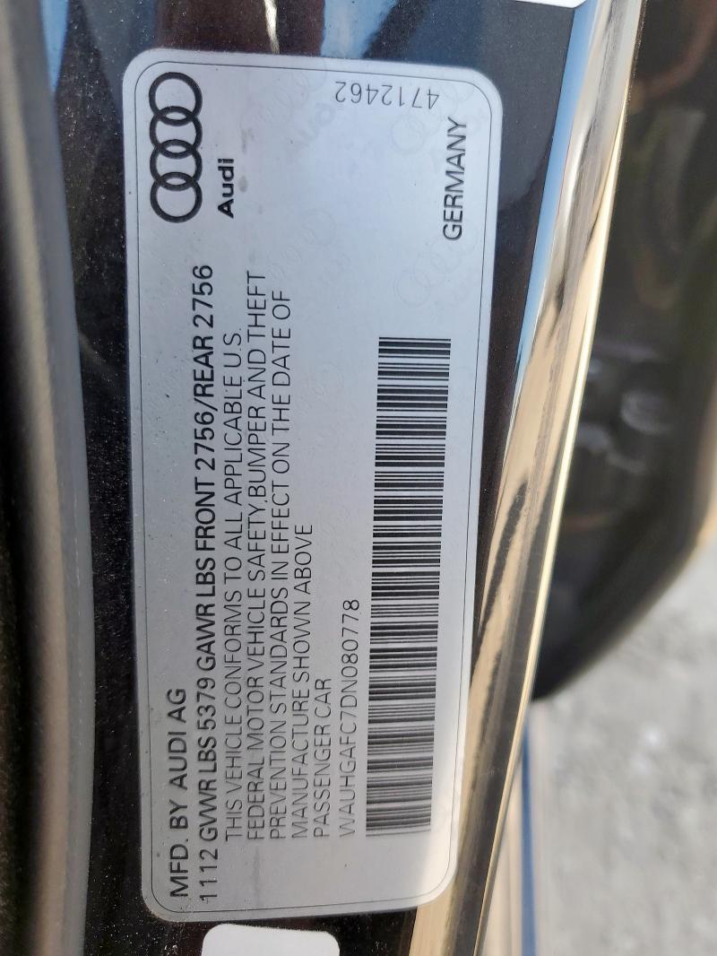 WAUHGAFC7DN080778 - 2013 AUDI A6 PRESTIGE أسود صورة 12