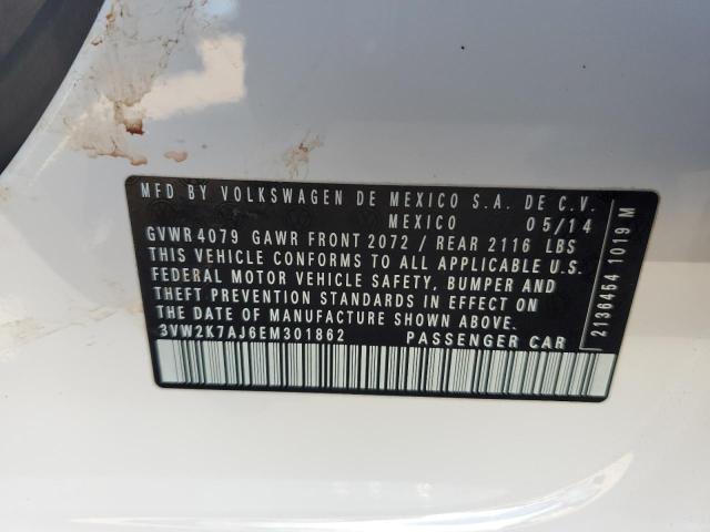 3VW2K7AJ6EM301862 - 2014 VOLKSWAGEN JETTA BASE 白色 照片 12