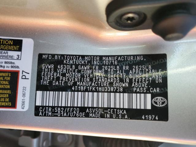 4T1BF1FK1HU338738 - 2017 TOYOTA CAMRY LE GOLD photo 12