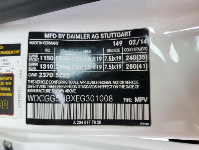 WDCGG5HBXEG301008 - 2014 MERCEDES-BENZ GLK 350 WHITE photo 13