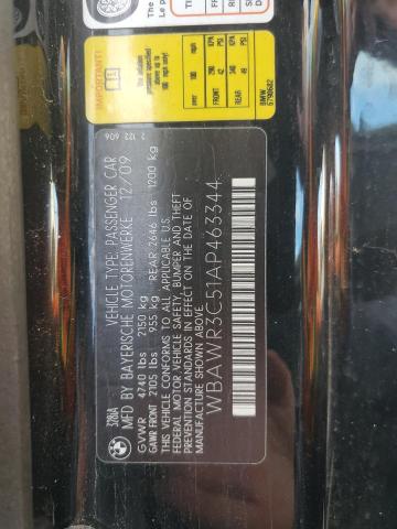 WBAWR3C51AP463344 - 2010 BMW 328 I SULEV BLACK photo 12