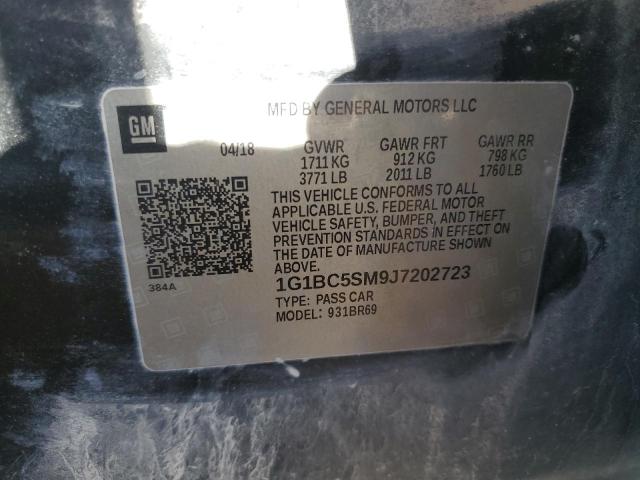 1G1BC5SM9J7202723 - 2018 CHEVROLET CRUZE LS BLACK photo 12