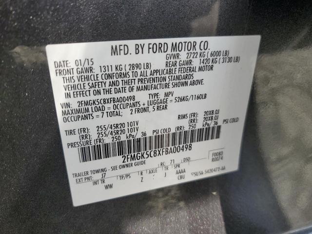 2FMGK5C8XFBA00498 - 2015 FORD FLEX SEL GRAY photo 13
