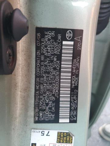 JTDKB20U287814204 - 2008 TOYOTA PRIUS 绿色 照片 12